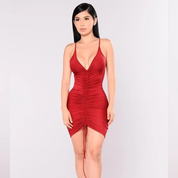 Fashion Nova | Dresses | Fashion Nova Red Burgundy Dress M | Poshmark